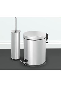 Resim Foreca 2 Li Çöp Kovası Banyo Seti Krom 
