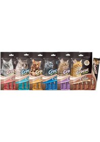 Resim Crocus 6 Çeşit Karışık Krema Kedi Ödülü 4x15gr 6 Paket 