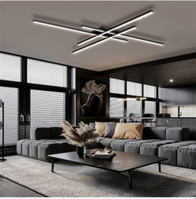 Resim Siyah 3 Işık Rengi 2 Led Tavan Lambası,avize,modern Aydınlatma,dekoratif Işık Siyah 