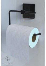 Resim Atacı Yapışkanlı Ve Vidalı Yuvarlak Havluluk Havlu Askısı Ve Tuvalet Wc Kağıtlık Pratik Banyo 2'li Set Siyah 