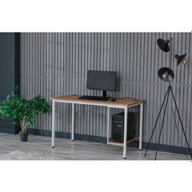 Resim Bilgisayar Masası Sağ Sol Yönlü Pc Kasa Raflı Beyaz 