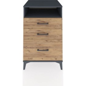 Resim Kronos Komodin Tek Raflı 3 Çekmeceli 60X59X96 Antrasit-Çam 