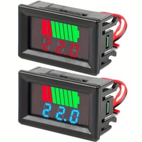 Resim 2'li LED Pil İzleme Cihazı Voltmetre ile - 12V, 24V, 36V, 48V, 60V, 72V | Araba, Motosiklet, ATV ve Daha Fazlası için Dijital Kapasite Test Cihazı | Kırmızı ve Yeşil LED Ekran 