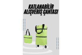 Resim Arenes Katlanabilir Tekerlekli Çantalı Çarşı Pazar Arabası Alışveriş Çantası Piknik Çantası - Lisinya 