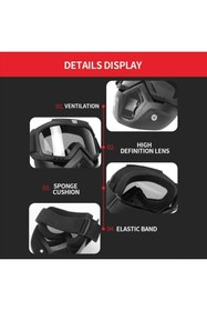 Resim ebakbak Cross Motosiklet Bisiklet Gözlüğü Açık Kask Maskesi Süngerli Bant Lastikli Jet Maske Siyah Cam 