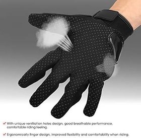Resim TKSE Motosiklet Eldivenleri, Açık Hava Motosiklet Sürüşü Için Havalandırma Delikli Tam Parmak Kaymaz Nefes Alabilen Sürme Koruyucu Eldivenler 