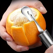 Resim Paslanmaz Çelik Portakal ve Limon Soyucu Ergonomik Kavisli Saplı - Meyve, Sebze, Restoran ve Ev Kullanımı için 300 Serisi Gıda Sınıfı Mutfak Aracı - Güvenli, Dayanıklı, Kolay Tutuş Tasarımı 