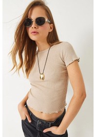 Resim Shade Kadın Fitilli Kaşkorse Basic T-shirt 60261476 - Bej 