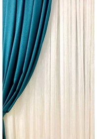 Resim Evdepo Home Kullanıma Hazır Keten Çizgili Tül Perde 