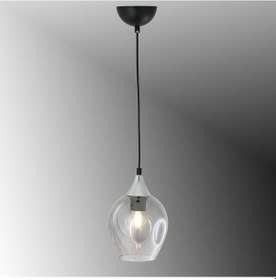 Resim Tt606-1-sy-kr Tt Ayd. Mat Siyah - Krom Basık Camlı Tekli Avize Siyah - Krom - Füme 