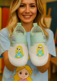 Resim Behtah Kundura Kız Çoçuk Bebek Kaydırmaz Taban Cırtlı Panduf Pamuk Astarlı Çok Amaçlı Okul Kreş Patiği Ev Patiği 