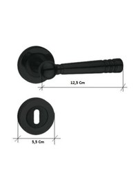 Resim Mat Siyah Rozetli Oda Kapı Kolu Osmanlı Rozetli Oda Kapı Kolu 6 T 