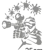 Resim MIGNATIS Boyalı Paintball Oyuncusu Elinde Tabancası Ile Oynuyor Sticker 25cm - Gri 