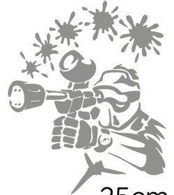 Resim MIGNATIS Boyalı Paintball Oyuncusu Elinde Tabancası Ile Oynuyor Sticker 25cm - Gri 