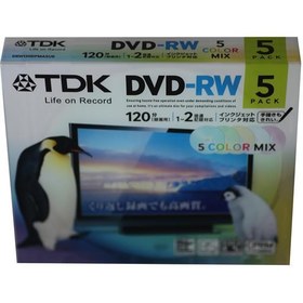 Resim Tdk DVD-RW 4.7GB 120MIN 1-4X 5 li Kutulu Printable 