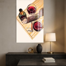 Resim Şarap Cam Tablo - Beyaz / 30x45 cm 