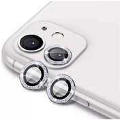 Resim windplus Iphone 11 Uyumlu Gümüş Taşlı Kamera Lensi Koruma 