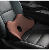 Resim Araba Bellek Köpüğü Nefes Alabilen Lomber Yastık Kahverengi 