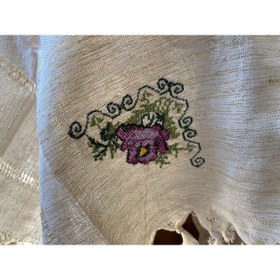 Resim Efesan Simli Fiskos Örtüsü (lila Kanaviçeli) 