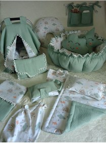 Resim Wenaris 17 parçalık yuvarlak babynest seti ( muslin ve waffle pike kumaşları) 
