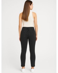 Resim Kadın Slim Fit Normal Bel Desenli Likralı Gri Jean Pantolon Gri 