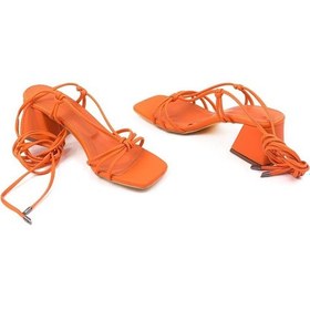 Resim Kadın Turuncu Moys İpli Alçak Topuk Sandalet 001 