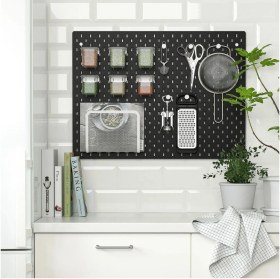 Resim 76X56 cm Çok Amaçlı Siyah Pano Pegboard, Düzen ve Organizasyon Için Mükemmel 