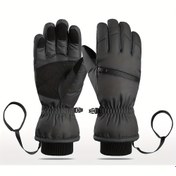 Resim Kış Kayak Eldiveni, Soğuk Hava İçin Kalın Tasarım, Dokunmatik Uyumlu, Suyla Temasda Avuç İçi Kuru Kalır, Belde Askı ve El Arkası Fermuarlı, Hafif ve Taşınabilir 