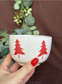 Resim Yeni Yıl Temalı Dekorlu Kase Çerezlik Meggdecor Kırmızı Çam 