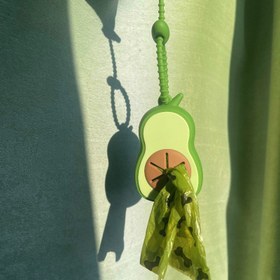 Resim Silikon Avokado Şeklinde Köpek Atık Torbası Dağıtıcısı Deri Halka ile, Şarj Edilmemiş, 1 adet - Köpekler için Atık Torbası Tutucu, Özel Kalın Dışkı Torbası Depolama 