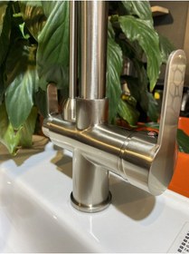 Resim İsaoğlu Yapı Spiralli Arıtmalı Mutfak Bataryası Mat Krom Evye Musluğu Arıtıcılı Musluk İnox Krom 