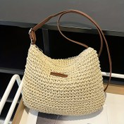 Resim Kadınlar İçin Mükemmel Lily El Dokuma Saman Tarzı Omuz Çantası - Ayarlanabilir Crossbody/El Çantası Fermuarlı, Geniş Bej & Haki Tote İşe, Seyahat, Plaj, Alışveriş için - Dayanıklı Dokuma Kumaş ve Polyester Astar, Ona Hediye, Plaj Aksesuarı, Minimalist Aksesuar, Kumaş Yapısı 