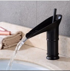 Resim İsaoğlu Yapı Siyah Lavabo Bataryası Şelale Akışlı Musluk Banyo Bataryası Siyah 