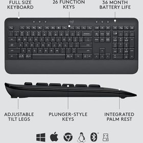 Resim Logitech Signature MK650 Multi-Device Bolt Alıcılı Bluetooth Kablosuz Klavye ve Mouse Seti Türkçe Q - Siyah 