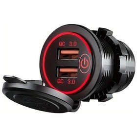 Resim Cloud011 Kırmızı Qc3.0 Hızlı Araç Çift Usb Şarj Aleti Dokunmatik Anahtar Led Işıklı 