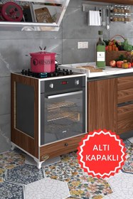 Resim Kenzlife Ankastre Modülü Kabini Altın3 Cvz Fırın Ocak Dolabı Kapaklı Ayaklı 