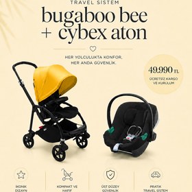 Resim Bugaboo Bee Yellow & Cybex Aton travel sistem 