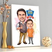 Resim Karizmatik Baba ve Oğlu Karikatürlü Kanvas Tablo 