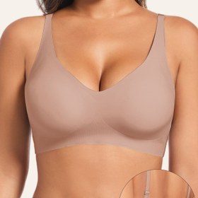 Resim 1'li set, Kadınlar için düz kontrast toprak tonu spagetti askılı sütyen, güzel sırtlı bralette, yumuşak nefes alabilen çıkarılabilir sütyen pedleri, tek göğüslü minimalist temel iç çamaşırı üstleri, tüm mevsimler için düz renkli iç çamaşırı 