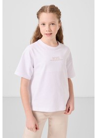 Resim Tommylife Beyaz-bej O Yaka Baskılı Geniş Paça Standart Fit Kız Çocuk Palazzo Eşofman Takım - 75171 Beyaz/bej Beyaz - Bej 