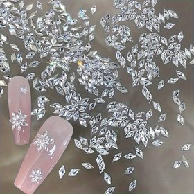 Resim 100/300 Adet Beyaz Elmas Desenli Tırnak Sanatı, 3mm Mini Elmas Taşlar, DIY Süsleme İçin Uygun 