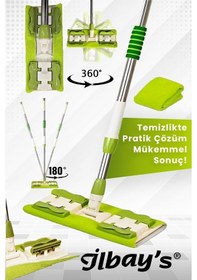 Resim İlbay's Mikrofiber Mandallı Mop Yeşil + Yedek Mop 