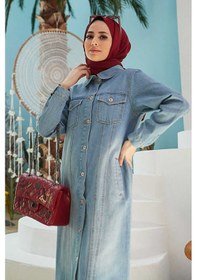 Resim Neways 6373 - Uzun Kot Ceket Mavi 