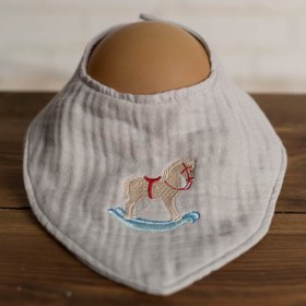 Resim Olivo Mini Yenidoğan Bebek Nakışlı Fular/Önlük 4 kat müslin 