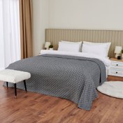 Resim Nuvomon Yaprak Desenli Çift Kişilik Yatak Örtüsü - Siyah - 220x240 cm 