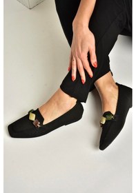 Resim Fox Shoes Y820400304 Siyah Triko Kumaş Boncuk Detaylı Kadın Babet 