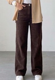 Resim Tesettür Diyarı Kadın Tokalı Baggy Kot Pantolon- Kahverengi 
