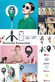 Resim TeknoExpress Bluetooth Kumandalı 90cm Sürekli Işık Seti Yayıncı*oyuncu*kuaför*vlog Için Halka Led Işık Ringlight 