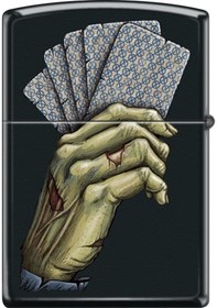 Resim Zippo Dead Man's Hand Black Matte Dizayn Çakmak Siyah 
