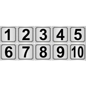 Resim Metal Kapı,masa,dolap Numarası 15cmX15cm 10 Adet (1..10) Gümüş Renk Metal 